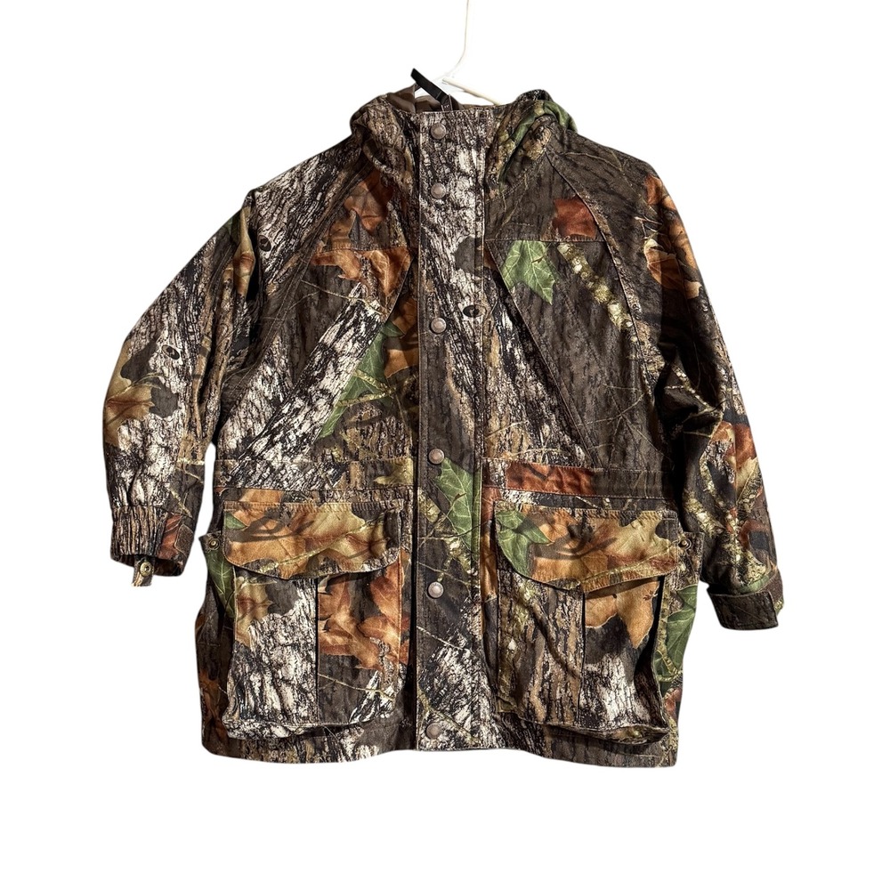Vintage Cabela's Kids Camo Gore-Tex Hunting Jacket Brown Woodland Gorpcore